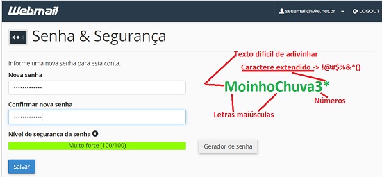 Alterar senha no Webmail passo 4